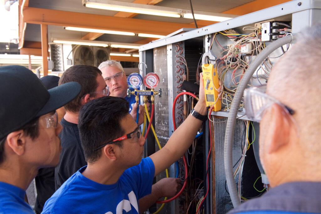 RSI HVAC program students in training